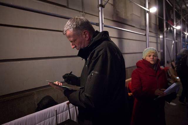 Mayor de Blasio counting the homeless during this year's HOPE Count